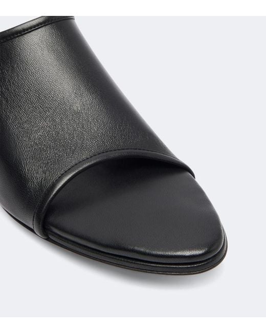 Christen Black Stretch Leather Wedge Mules