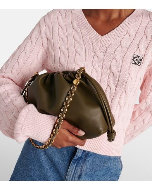 Borsa A Spalla Flamenco Medium di Loewe in Green