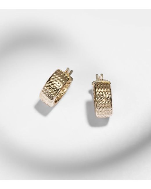 STONE AND STRAND White Le Groove 14Kt Hoop Earrings