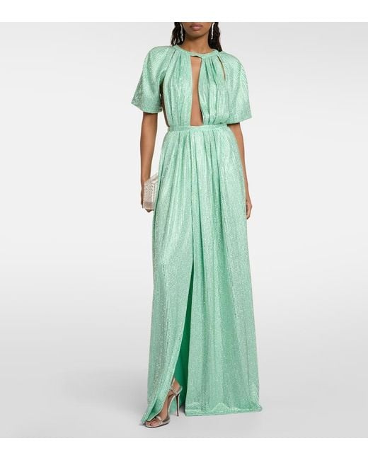 Area Green Robe Aus Jersey Mit Kristallen
