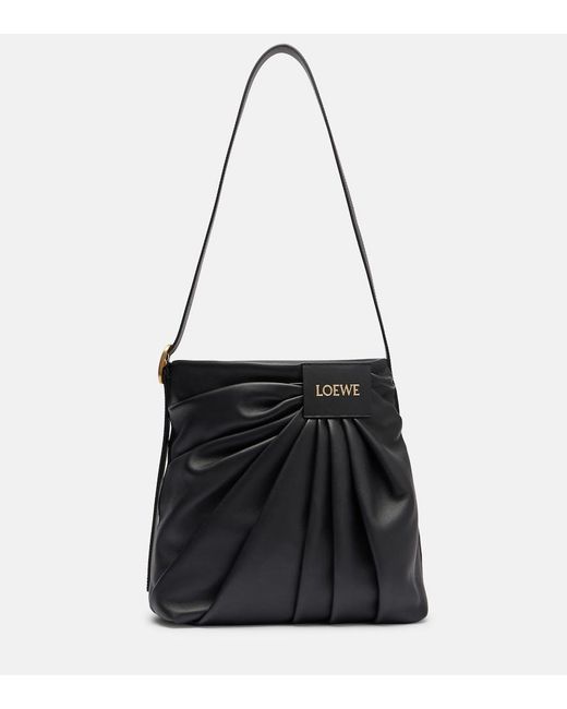 Loewe Black Draped Leather Tote Bag