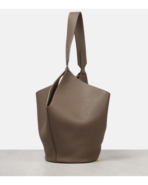 Khaite Brown Lotus Small Leather Tote Bag