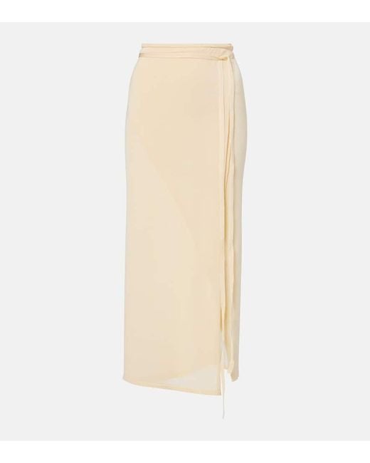Frankie Shop Natural Alsen Knitted Sheer Wrap Skirt