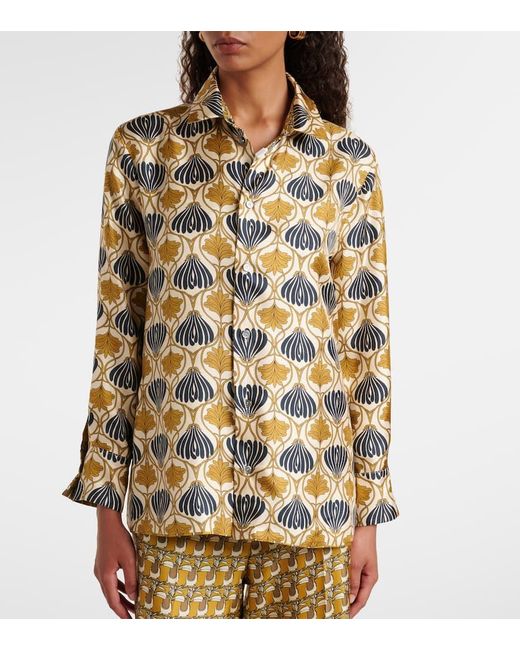 Max Mara Yellow Printed Reversible Silk Shirt