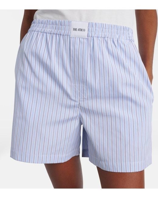 The Attico Blue Striped Cotton Shorts