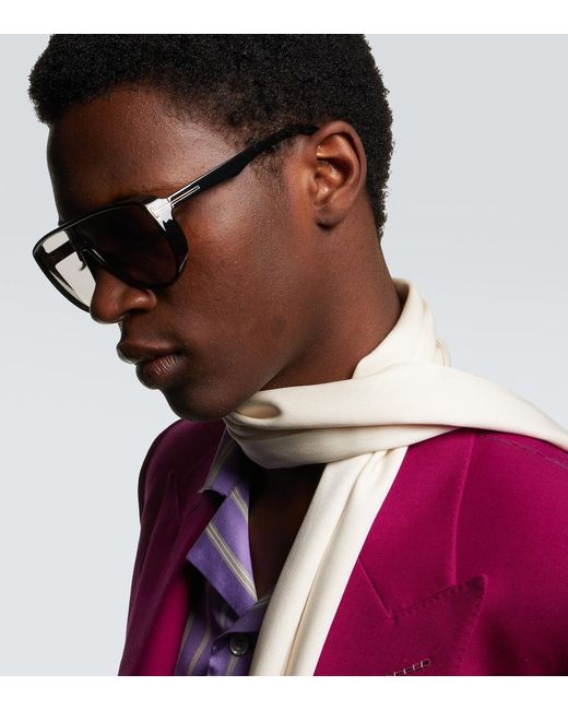 Tom Ford Brown Achilles Aviator Sunglasses for men