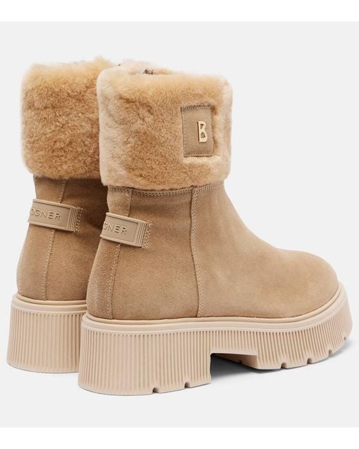 Bogner Natural Turin Shearling-Trimmed Suede Ankle Boots