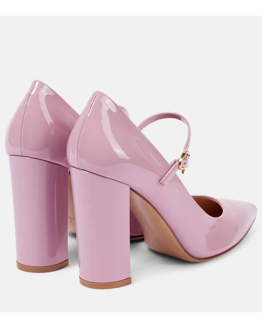 Gianvito Rossi Pink Ribbon Jane Patent Leather Pumps