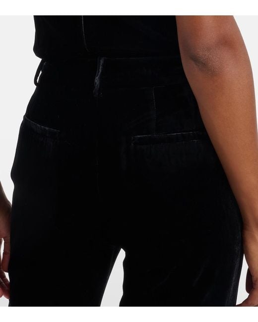 Nili Lotan Black Effy High-Rise Flared Velvet Pants