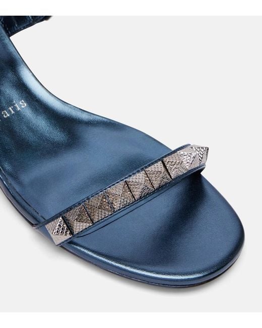 Christian Louboutin Blue Pyra Embellished Leather Sandals