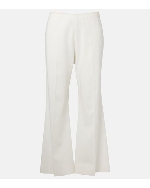 Khaite White Walter Cotton Canvas Flared Pants