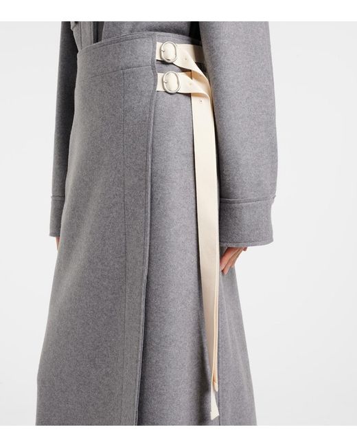 Jil Sander Gray Wool-Blend Wrap Skirt