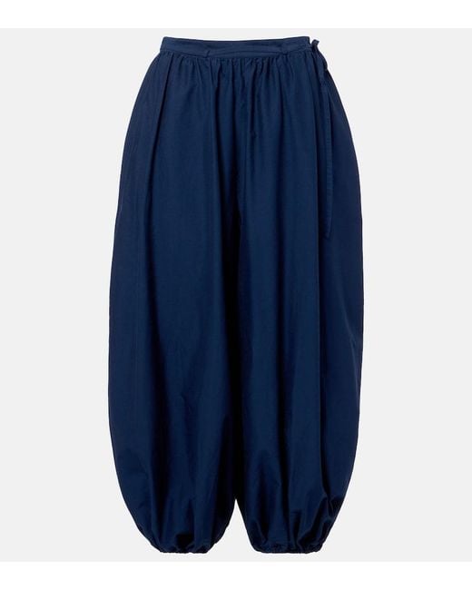 Polo Ralph Lauren Blue Belted Cotton And Silk Balloon Pants