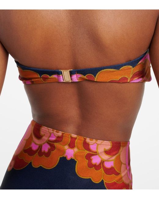 Top bikini a fascia Acadian con stampa di Zimmermann in Orange