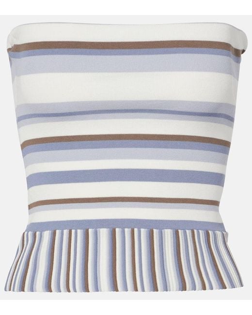 Faithfull The Brand Blue Citara Striped Cotton-Blend Tube Top