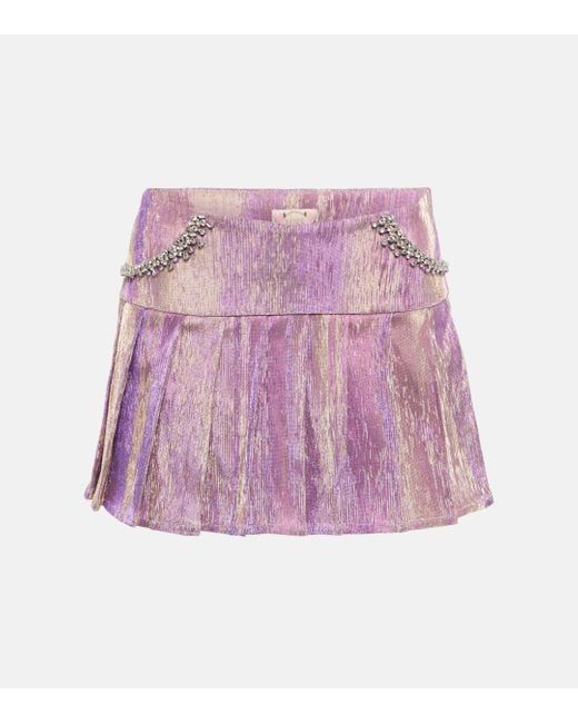 Miss Sohee Purple Embellished Pleated Miniskirt