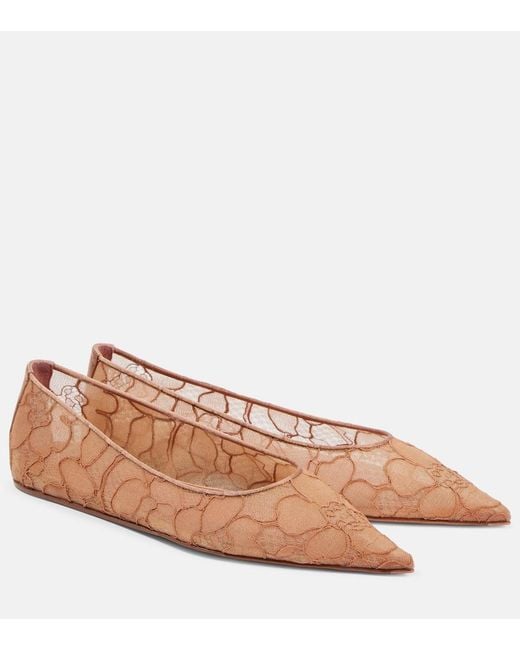 AMINA MUADDI Brown Barbara Lace Ballet Flats