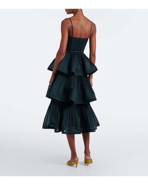 Zimmermann Black Pleated Tiered Bustier Dress
