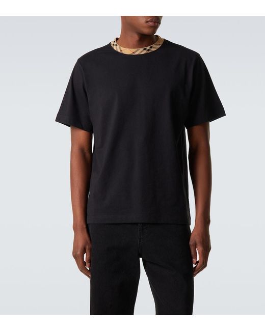 Burberry Black Check Cotton Jersey T-Shirt for men