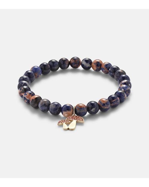 Sydney Evan Blue 14kt Gold Beaded Bracelet With Sapphires And Sodalite