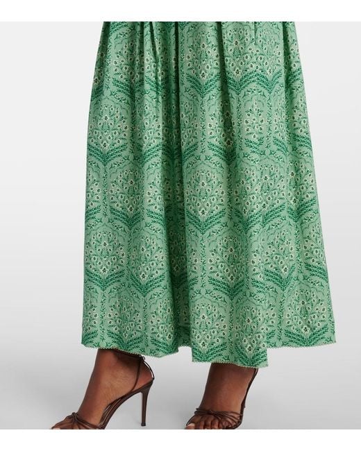 Agua Bendita Green Otono Printed Cotton-Blend Maxi Dress