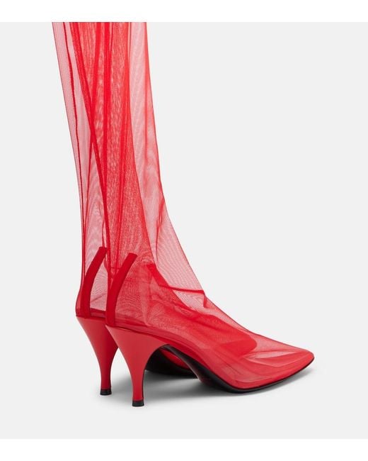 Herbert Levine Red Sheer Perfection Mesh Over-The-Knee Boots