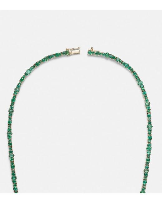 Ileana Makri Metallic Rivulet 18kt Gold Necklace With Emeralds