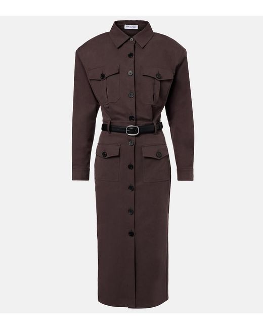 Self-Portrait Brown Belted Midi Dress