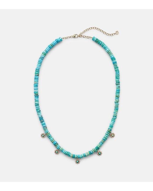 Sydney Evan Blue Daisy 14Kt Beaded Necklace With Diamonds