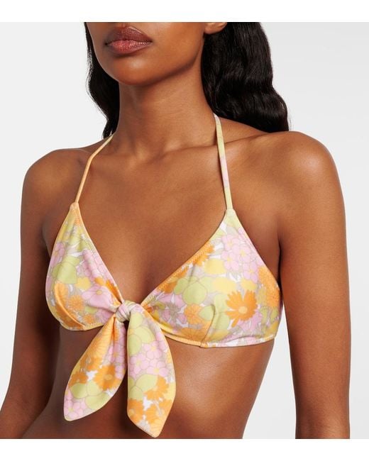 Chloé Multicolor Bow-Detail Floral Bikini Top
