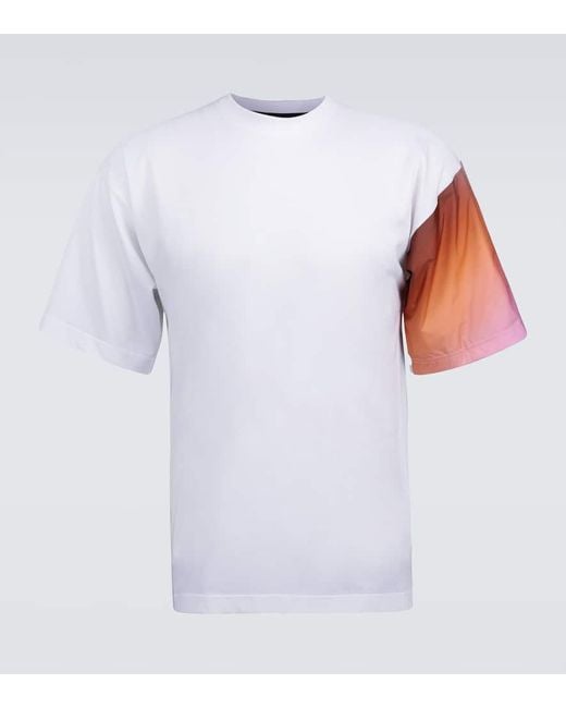 Prada White Contrast-Sleeve T-Shirt for men