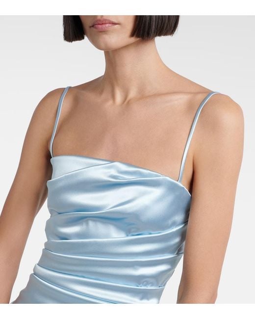 Dolce & Gabbana Blue Draped Satin Mini Dress