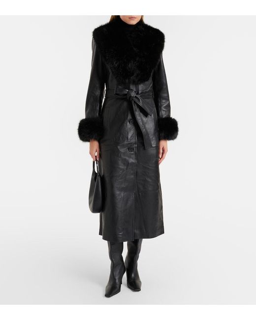 Self-Portrait Black Belted Leather Coat