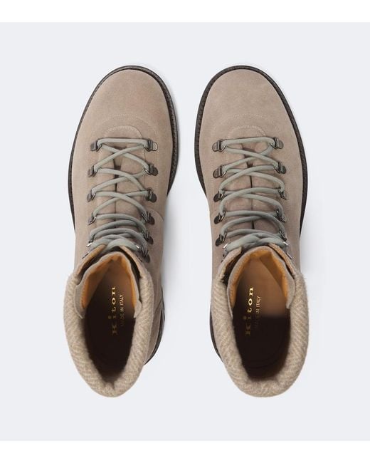 Kiton Brown Suede Lace-Up Boots for men