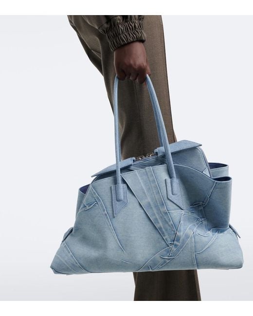 The Attico Blue La Passeggiata Medium Denim Tote Bag