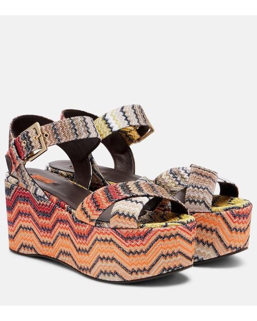 Missoni Metallic Julia Zigzag Lame Platform Sandals