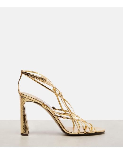 Jimmy Choo Felice 95 Beaded Metallic Leather Sandals