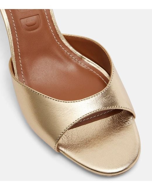 Staud Brown Brigitte 100 Metallic Leather Mules