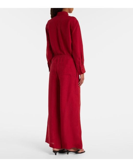 Eres Red Select Linen Wide-Leg Pants