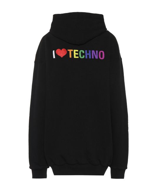 Balenciaga I Love Techno Cotton Hoodie in Black | Lyst