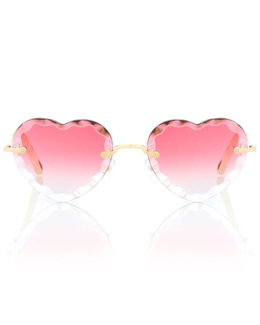 Chloé Pink Herzförmige Sonnenbrille Rosie