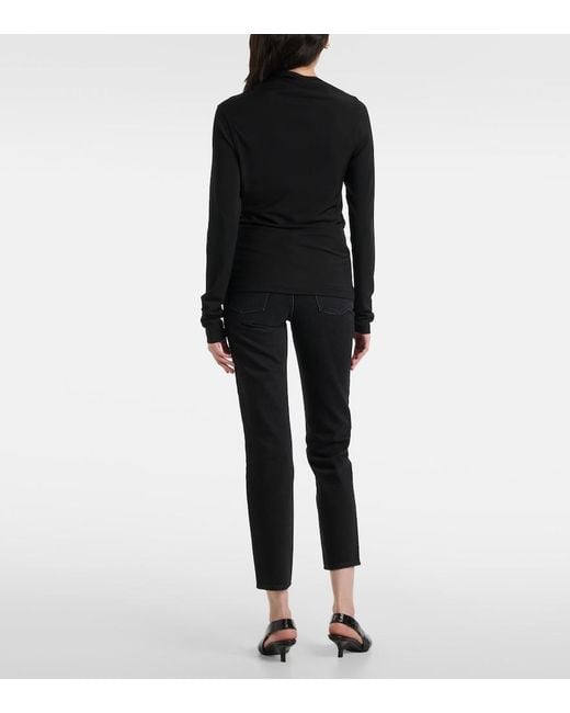 Totême Black Draped Jersey Top
