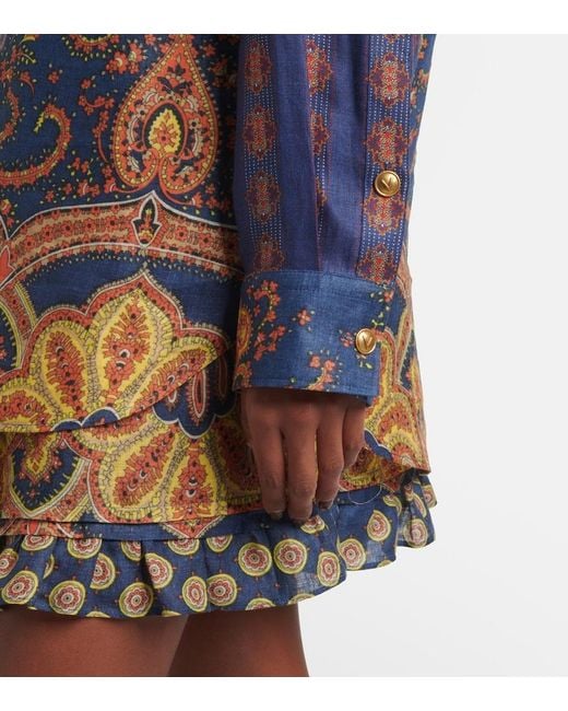 Valentino Blue Voyage Imaginaire Vlogo Linen Blouse