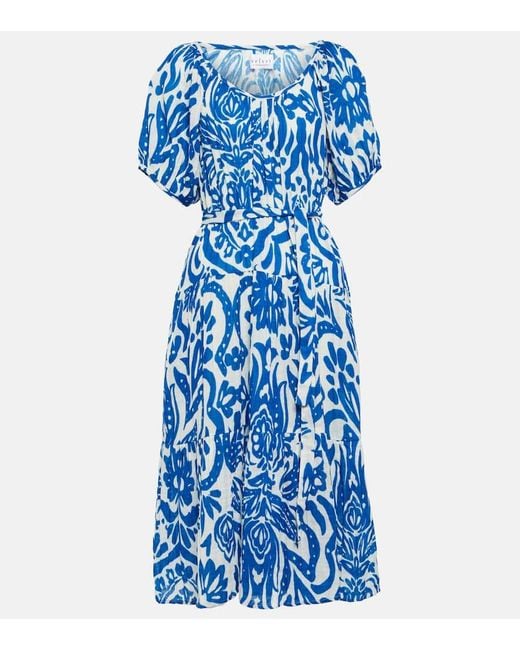 Velvet Blue Madilyn Printed Cotton Midi Dress