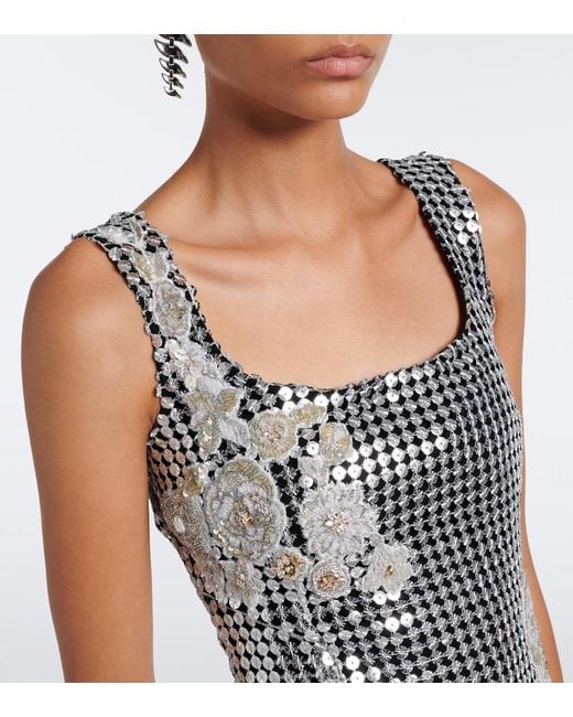 La Fuori Black Shell Sequined Chainmail Minidress
