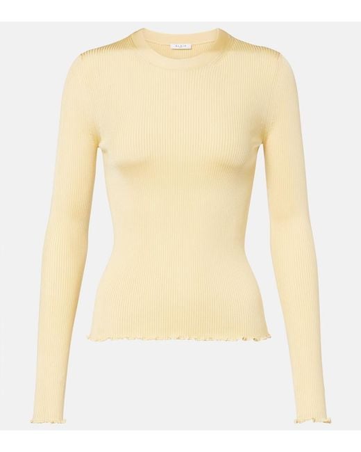 Alaïa Yellow Ribbed-Knit Silk-Blend Top