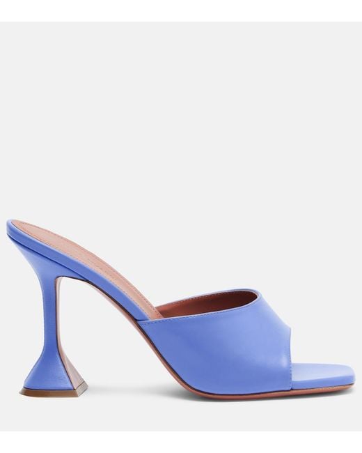 AMINA MUADDI Blue Lupita 95 Leather Mules