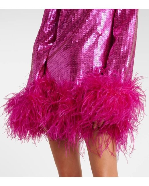 ‎Taller Marmo Pink Minikleid Gina Mit Pailletten Und Federn