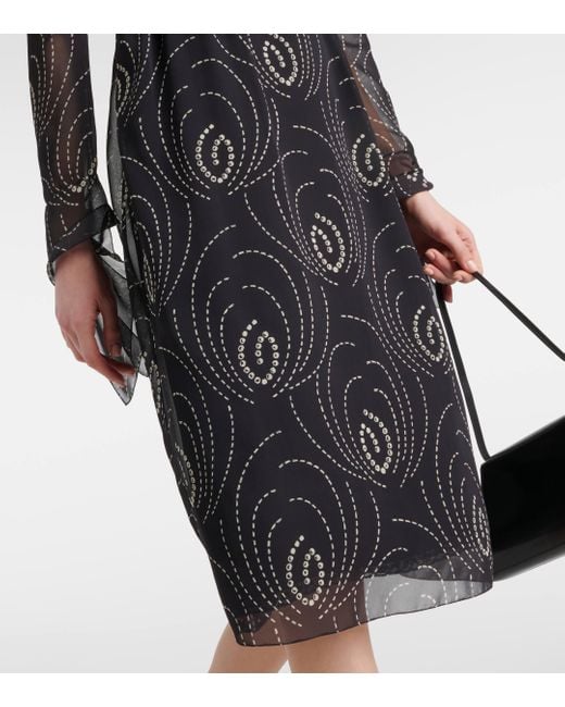 Prada Black Printed Georgette Midi Dress