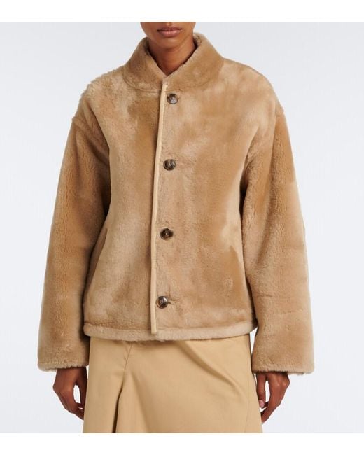 Yves Salomon Natural Shearling-Trimmed Leather Jacket